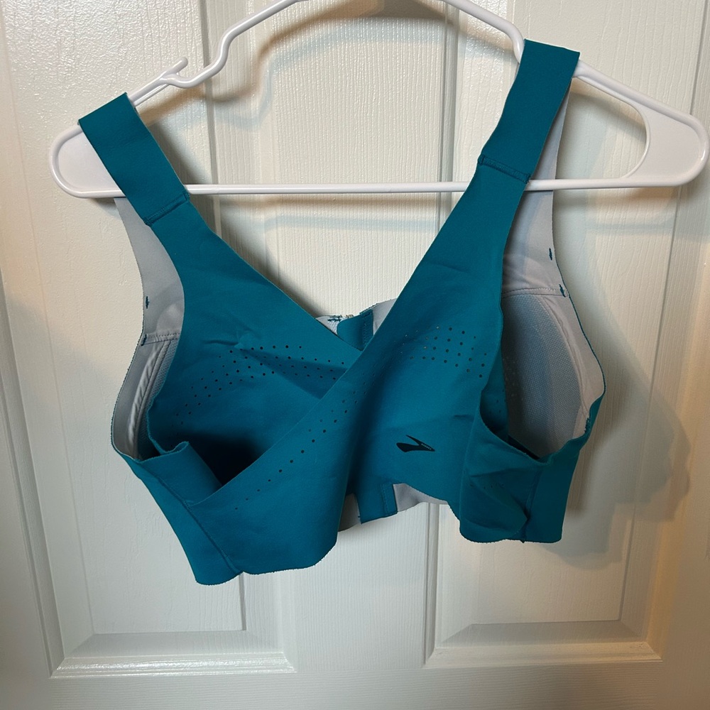 Brooks Dare Teal Zip-Front Running Sports Bra Size 38D - Picture 2 of 5